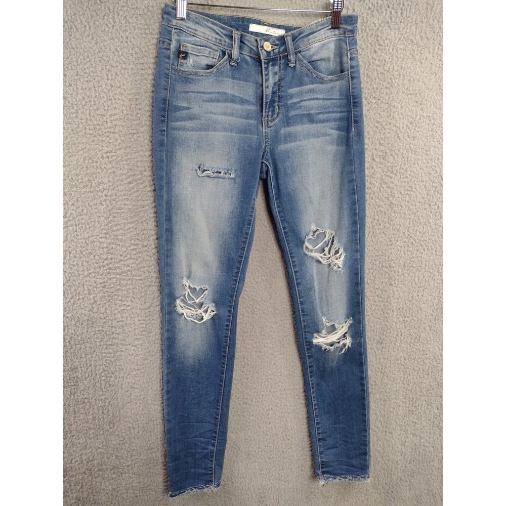 Kancan Jeans Cassandra Mid Rise Super Skinny Jeans Distressed‎ Womens 25